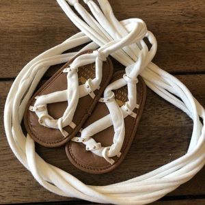 GENUINE LEATHER SOLED LACE UP GLADIATORS - WHITE